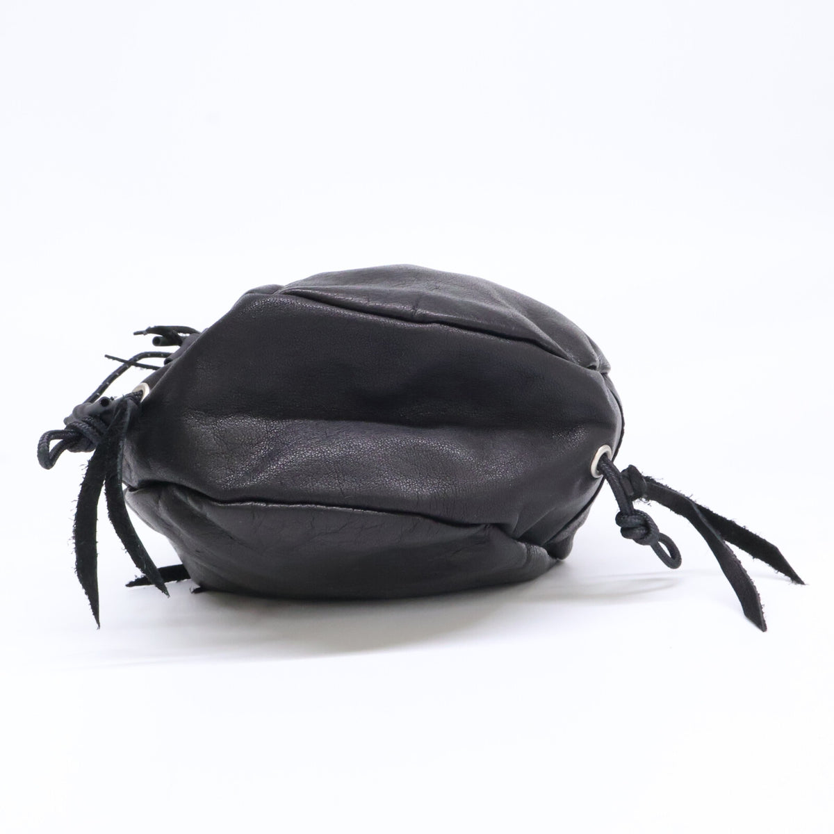 South2 West8 Kinchaku Leather Mini Shoulder Bag Black