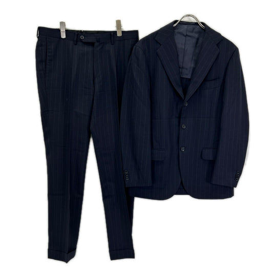 RING JACKET Navy Striped Wool 3-Button Suit Jacket Size 48