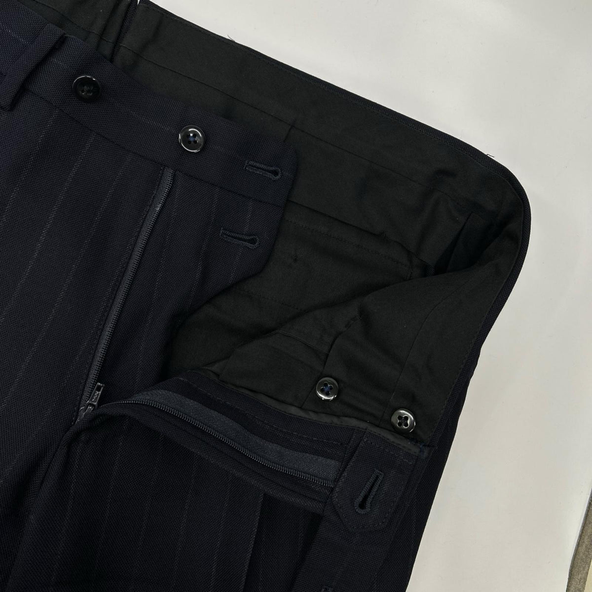 RING JACKET Navy Striped Wool 3-Button Suit Jacket Size 48