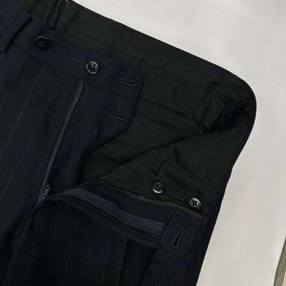 RING JACKET Navy Striped Wool 3-Button Suit Jacket Size 48