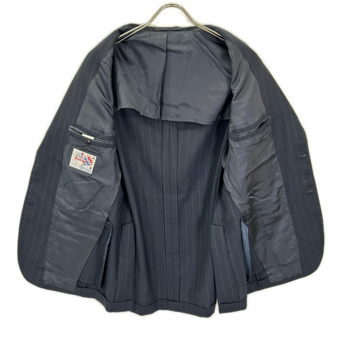 RING JACKET Navy Striped Wool 3-Button Suit Jacket Size 48