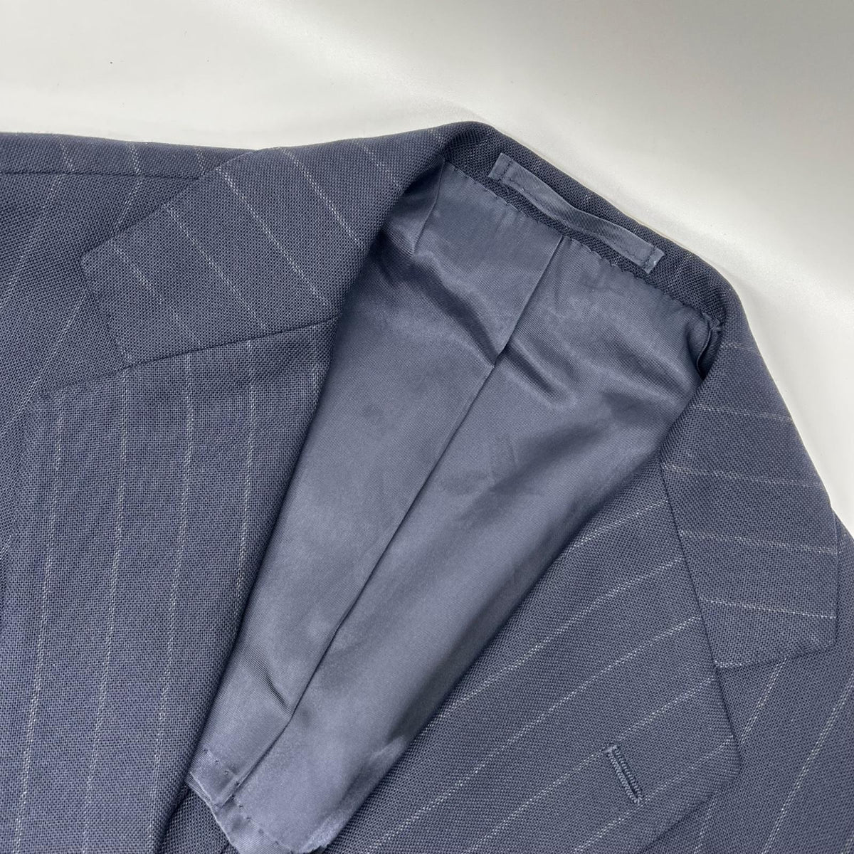 RING JACKET Navy Striped Wool 3-Button Suit Jacket Size 48