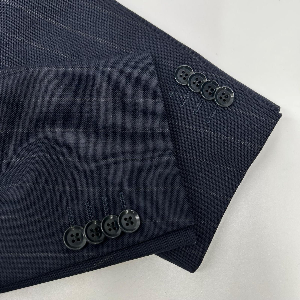 RING JACKET Navy Striped Wool 3-Button Suit Jacket Size 48