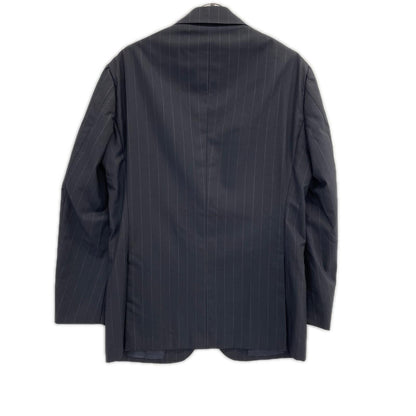 RING JACKET Black Wool Stripe 3B Roll Lapel Jacket Size 48
