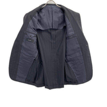 RING JACKET Black Wool Stripe 3B Roll Lapel Jacket Size 48