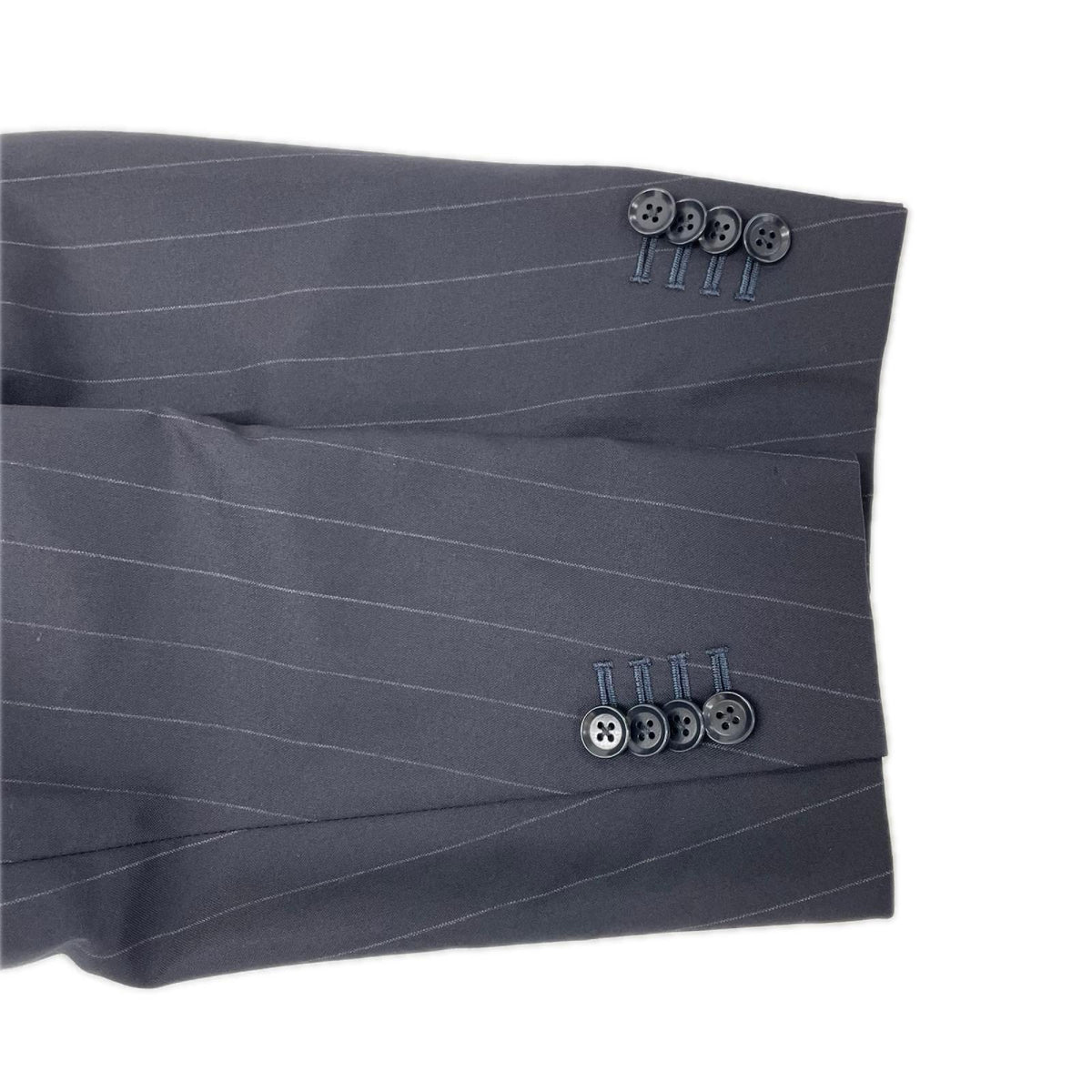 RING JACKET Black Wool Stripe 3B Roll Lapel Jacket Size 48