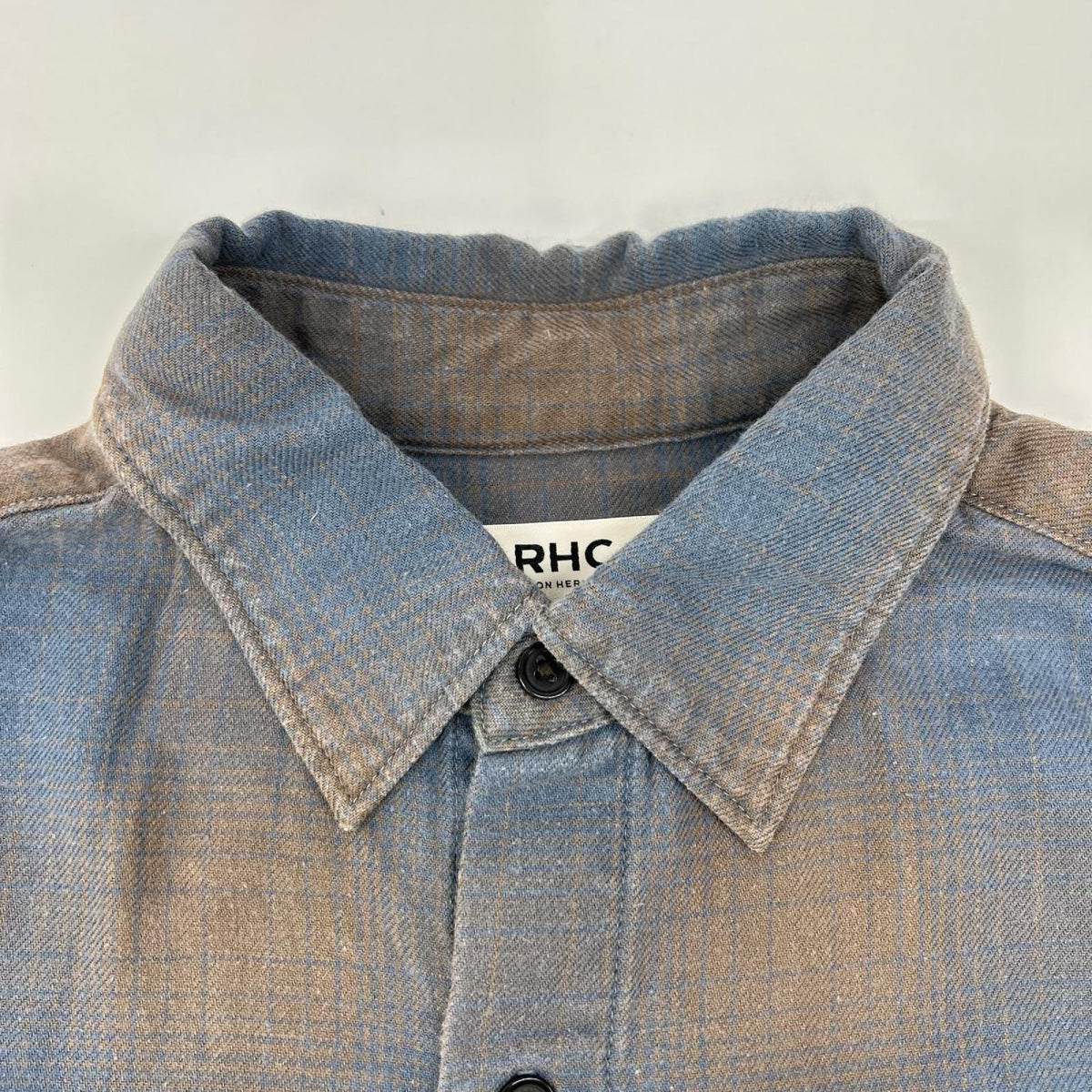 RHC Cotton Ombre Check Shirt Blue/Brown Size S