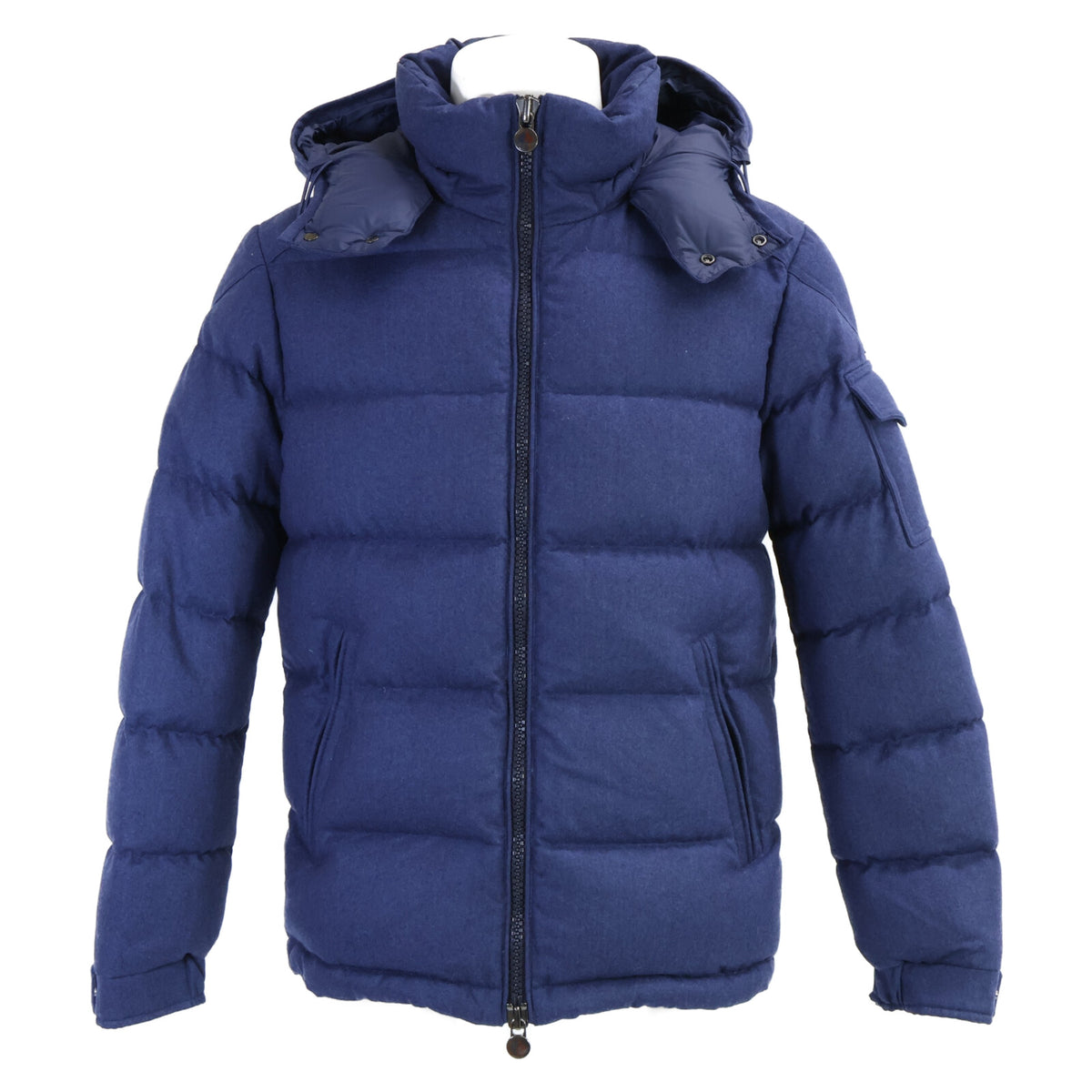 MONCLER MONTGENEVRE Wool Hooded Down Jacket Navy Size 1
