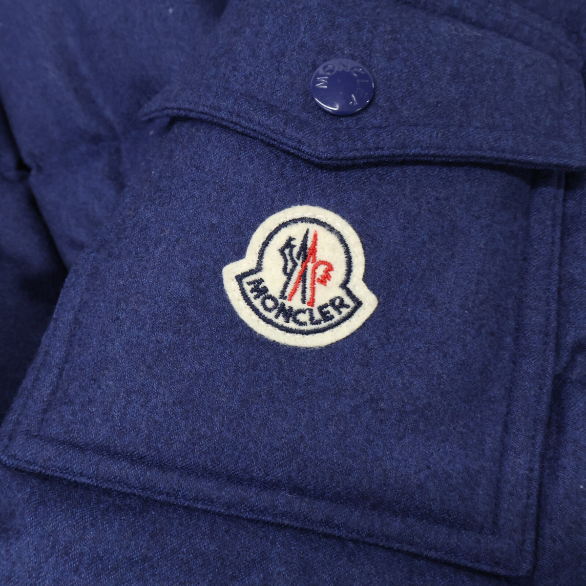 MONCLER MONTGENEVRE Wool Hooded Down Jacket Navy Size 1