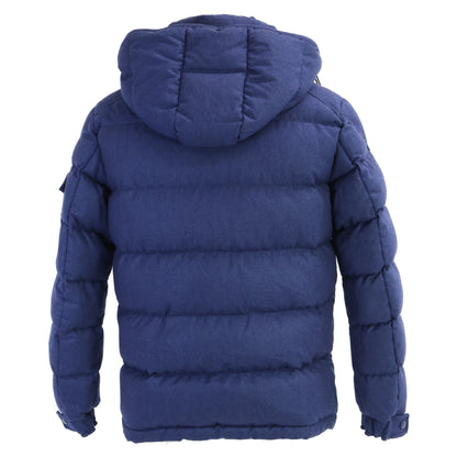 MONCLER MONTGENEVRE Wool Hooded Down Jacket Navy Size 1