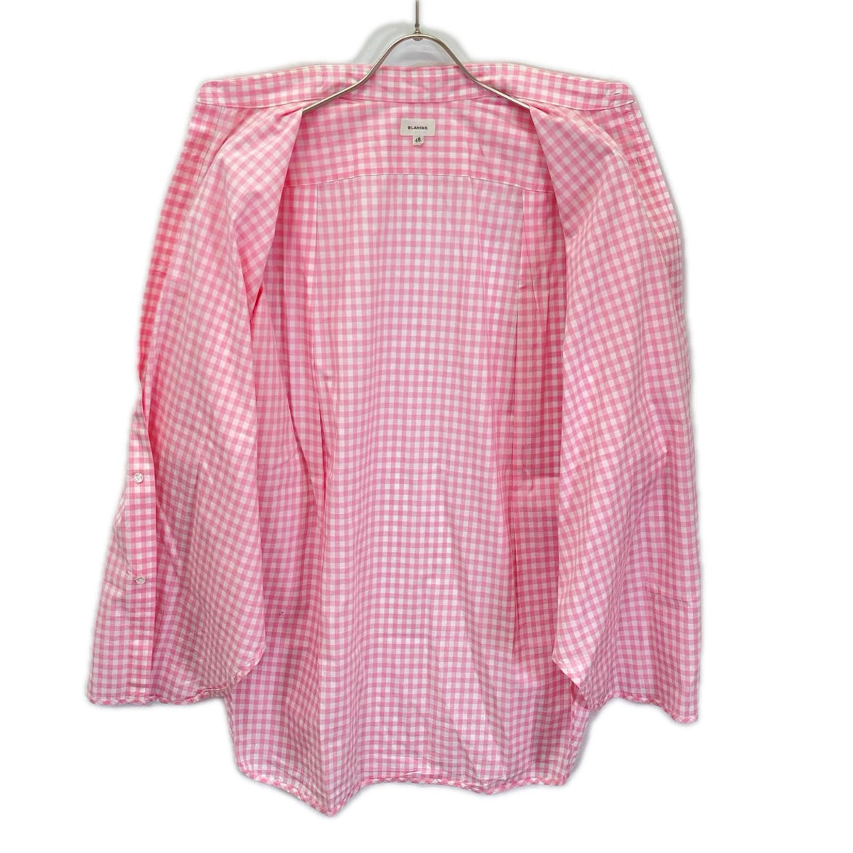 BLAMINK Pink x White Cotton Gingham Sleeve Shirt Size 48
