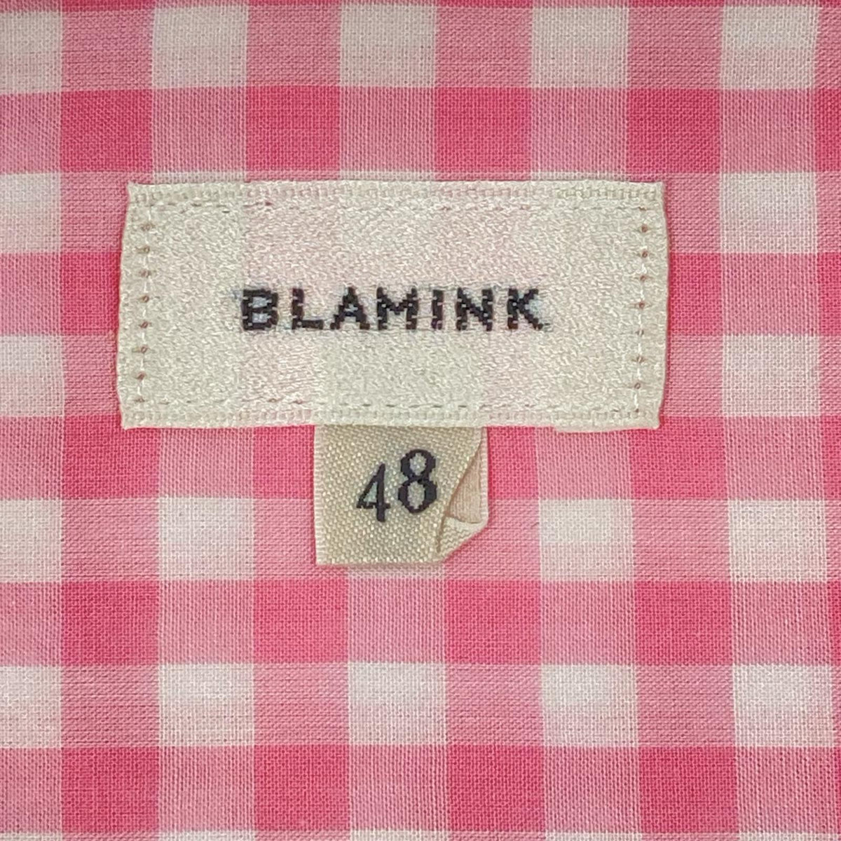 BLAMINK Pink x White Cotton Gingham Sleeve Shirt Size 48