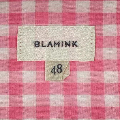 BLAMINK Pink x White Cotton Gingham Sleeve Shirt Size 48