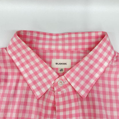 BLAMINK Pink x White Cotton Gingham Sleeve Shirt Size 48