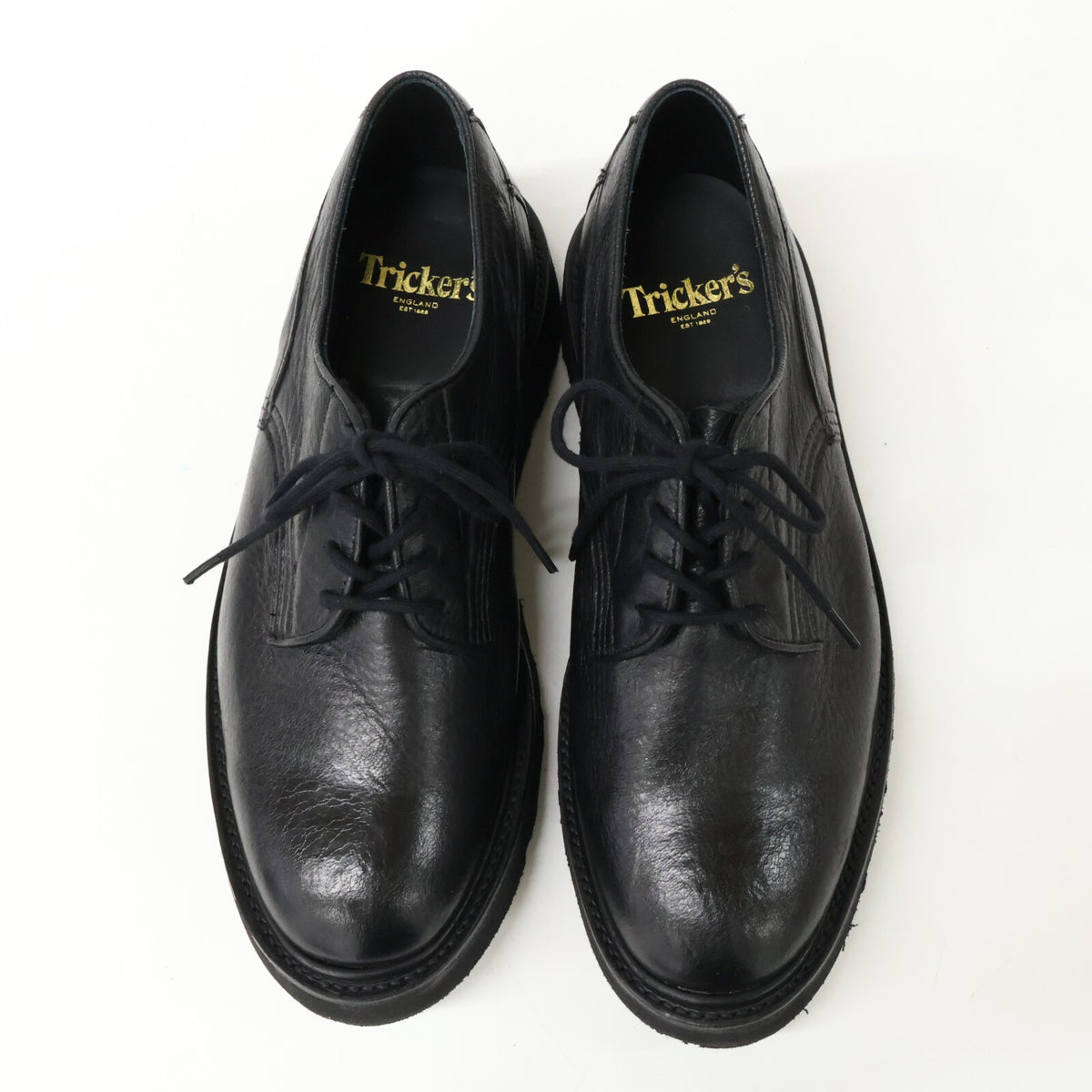Tricker's Woodstock Morflex Deerskin Shoes Black Size UK 7.5