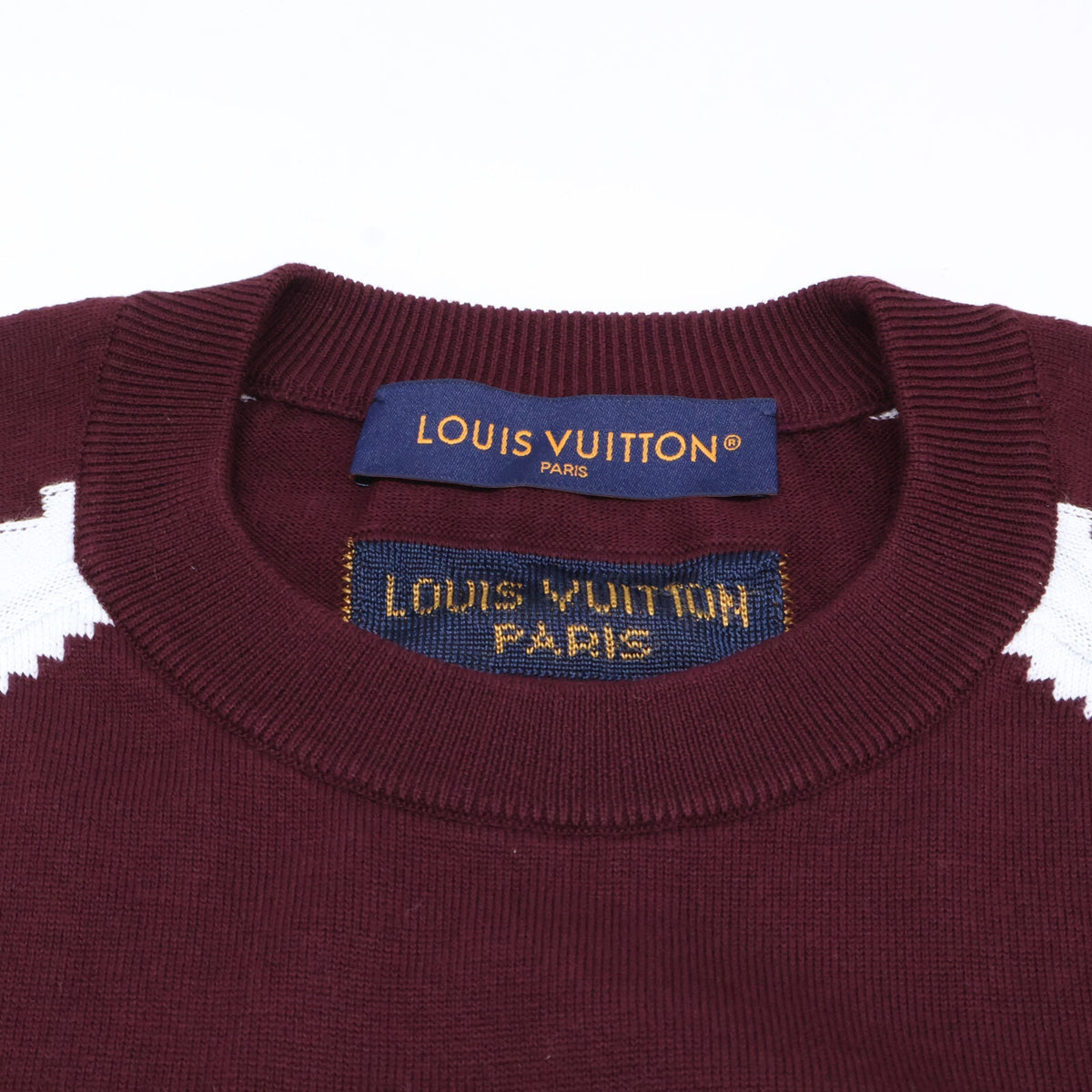 AUQ LOUIS VUITTON 23AW Intarsia Sweater Bordeaux Size S
