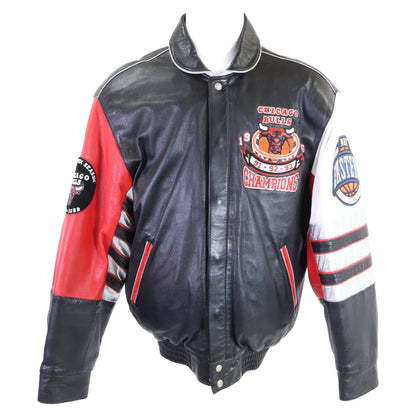 JEFF HAMILTON 90s Bulls Premier Leather Jacket Black Size L