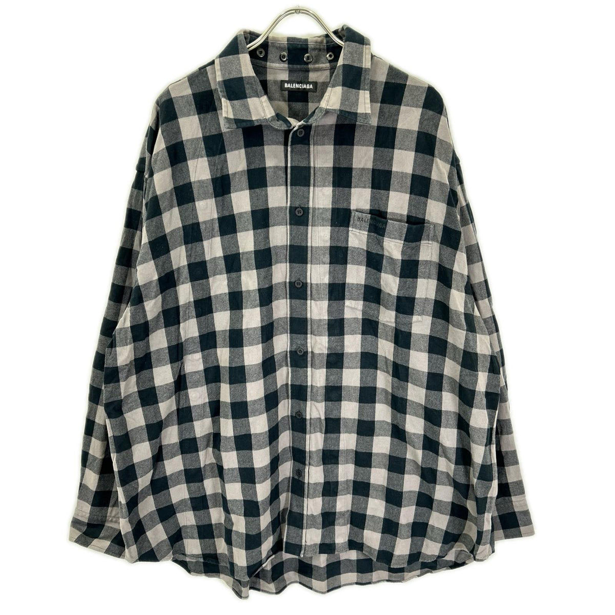BALENCIAGA 2021 Block Check Long Sleeve Overshirt Shirt Size 37