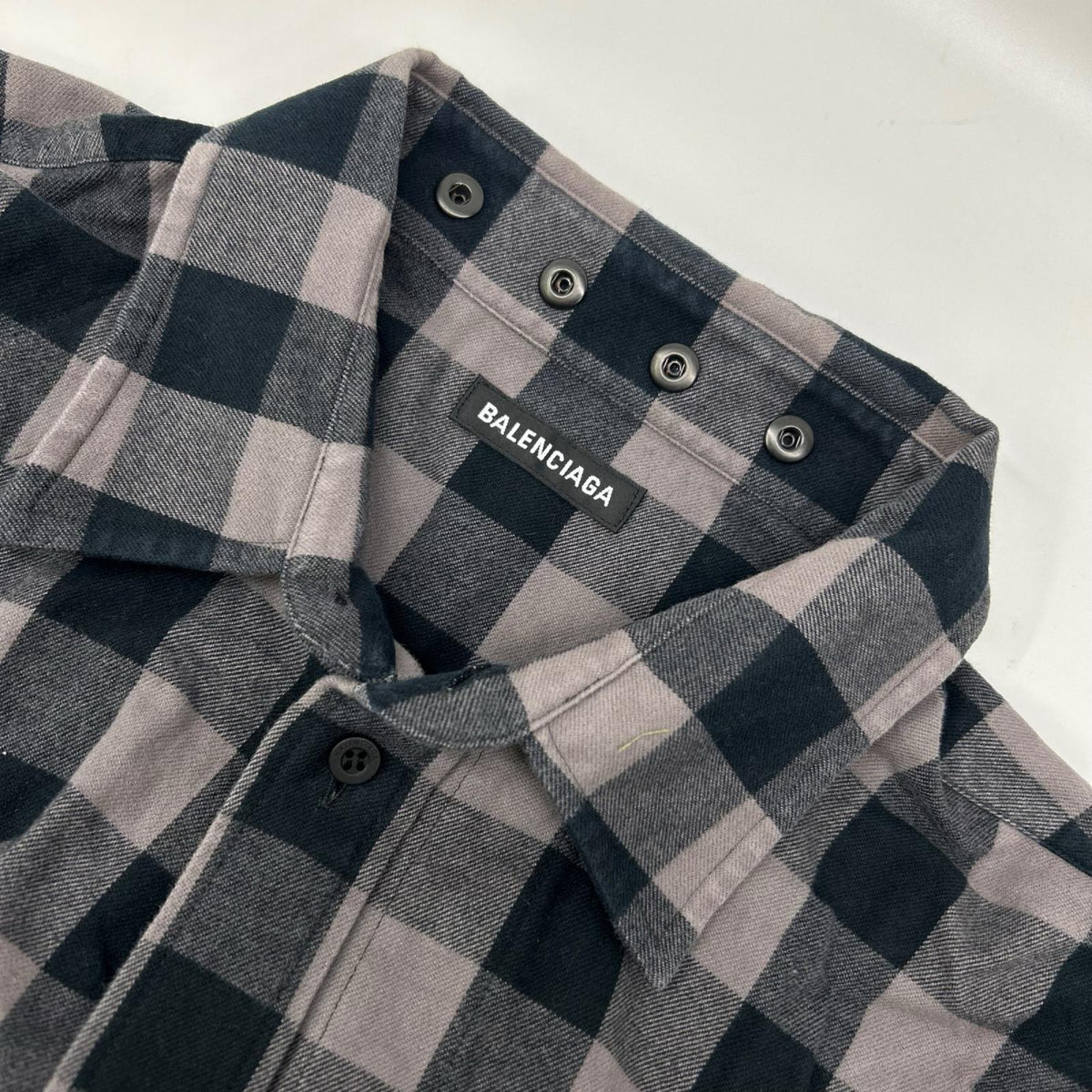 BALENCIAGA 2021 Block Check Long Sleeve Overshirt Shirt Size 37