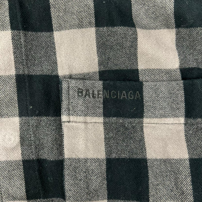 BALENCIAGA 2021 Block Check Long Sleeve Overshirt Shirt Size 37