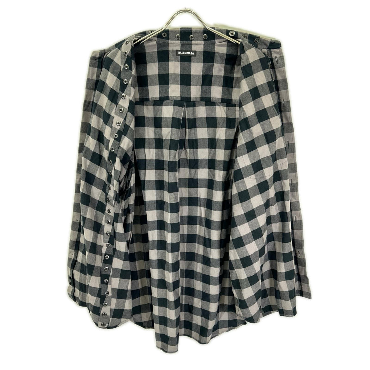 BALENCIAGA 2021 Block Check Long Sleeve Overshirt Shirt Size 37