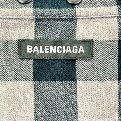 BALENCIAGA 2021 Block Check Long Sleeve Overshirt Shirt Size 37