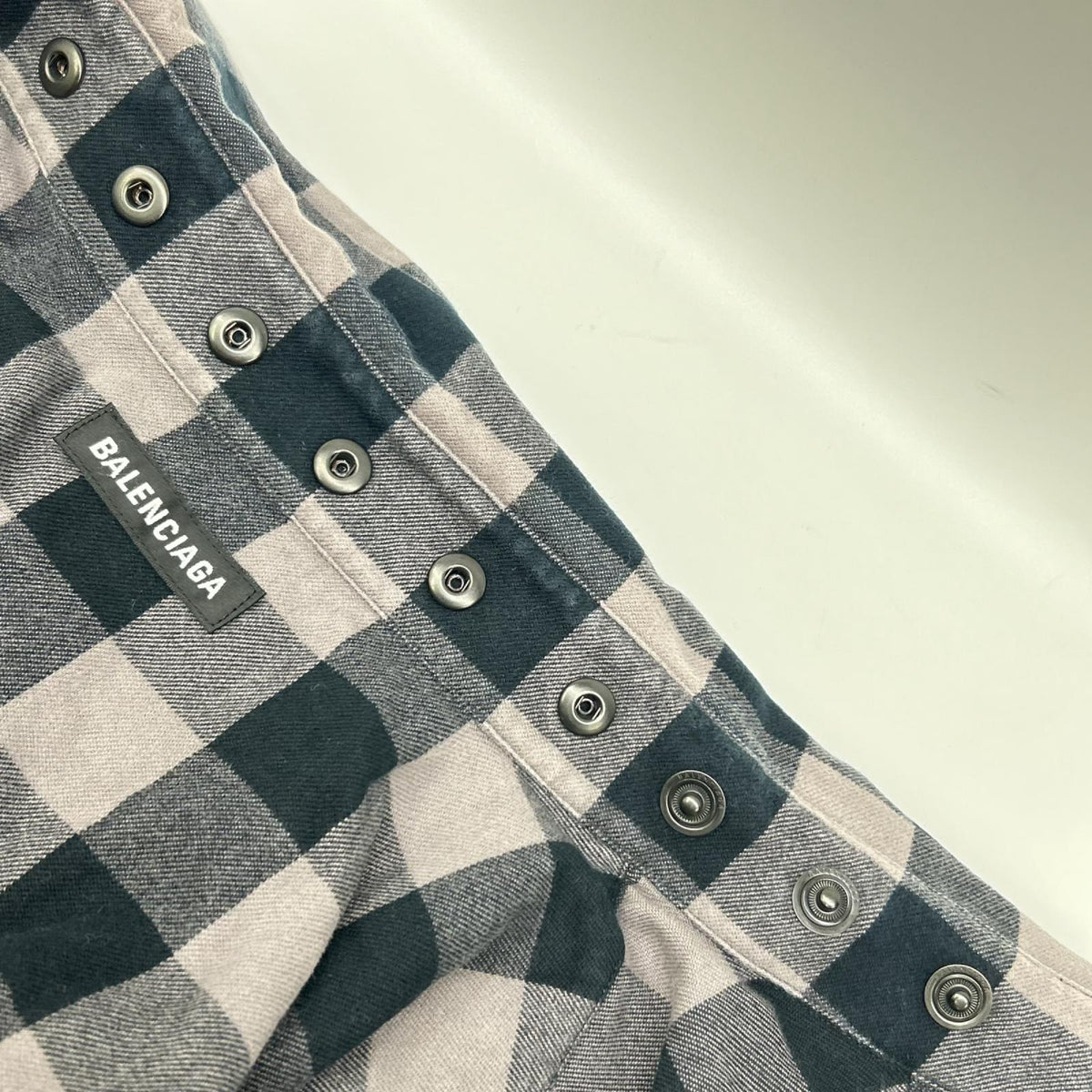 BALENCIAGA 2021 Block Check Long Sleeve Overshirt Shirt Size 37