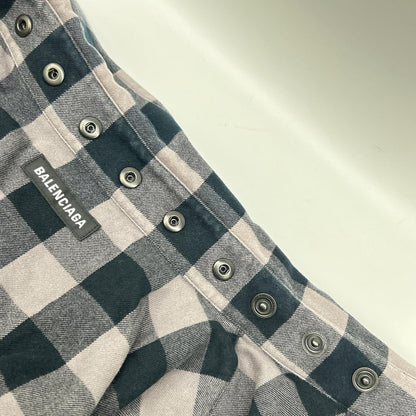 BALENCIAGA 2021 Block Check Long Sleeve Overshirt Shirt Size 37