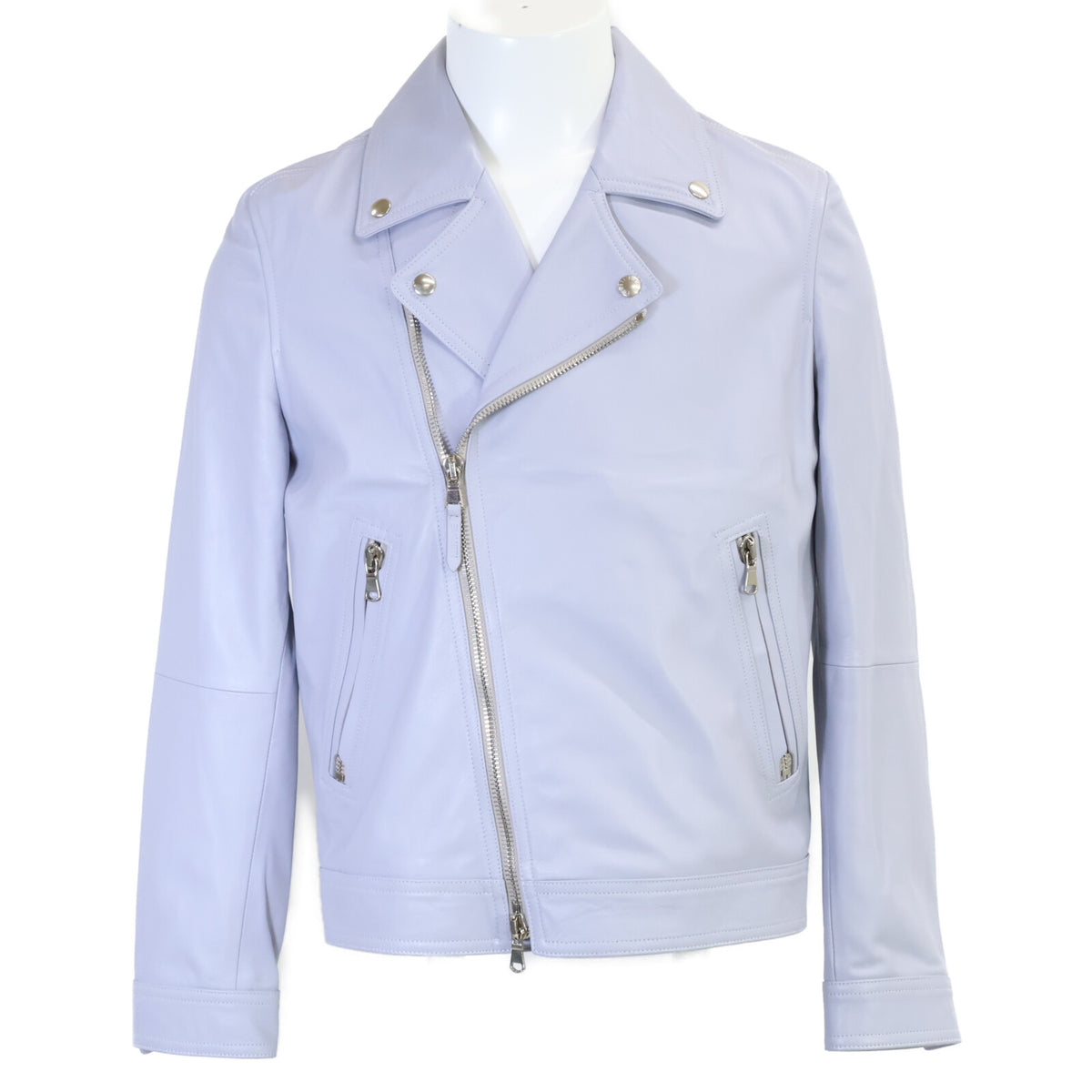 EMMETI B.R.SHOP Gabriele Nappa Lambskin Ice Blue Jacket Size 46