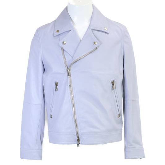 EMMETI B.R.SHOP Gabriele Nappa Lambskin Ice Blue Jacket Size 46