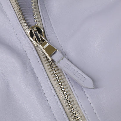 EMMETI B.R.SHOP Gabriele Nappa Lambskin Ice Blue Jacket Size 46
