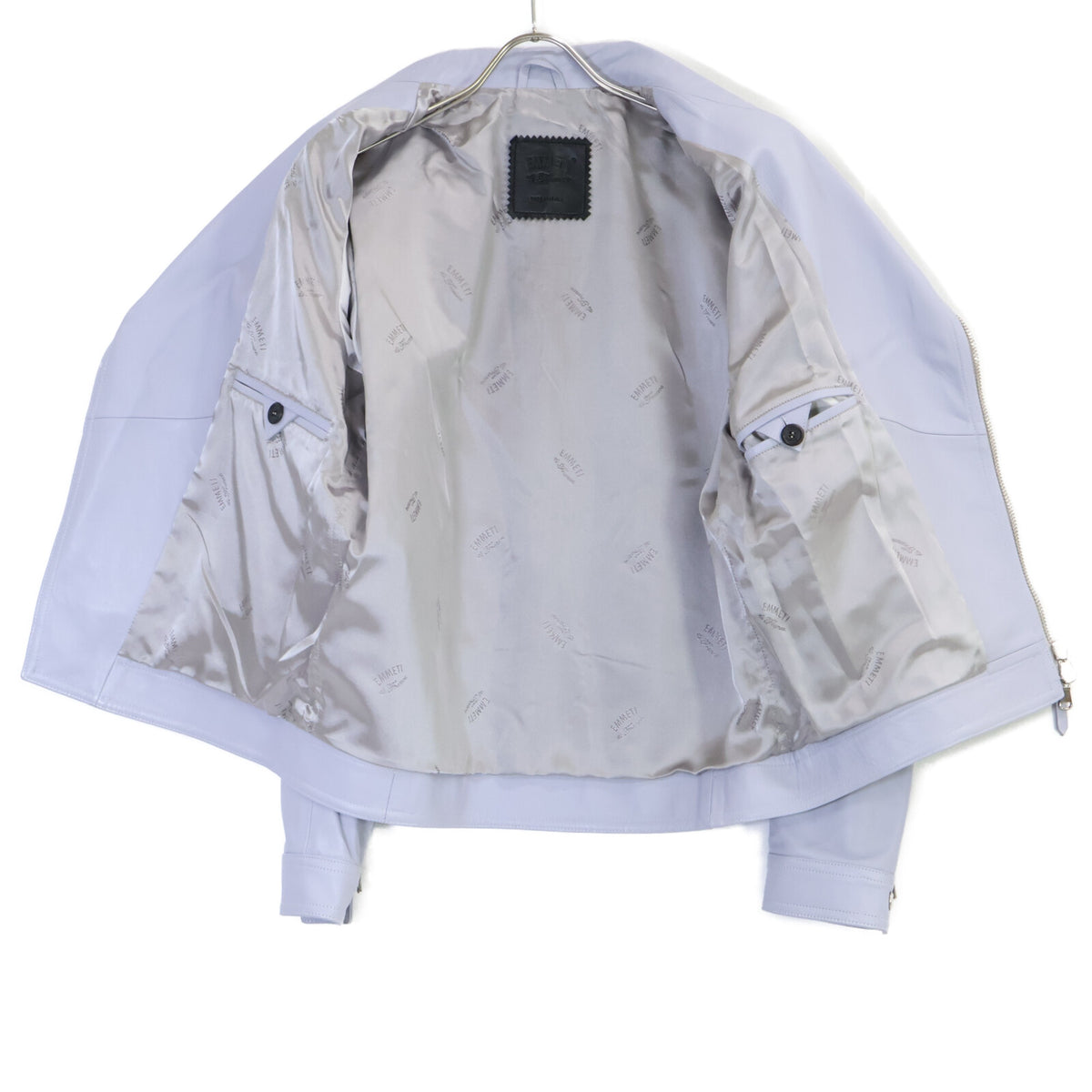 EMMETI B.R.SHOP Gabriele Nappa Lambskin Ice Blue Jacket Size 46