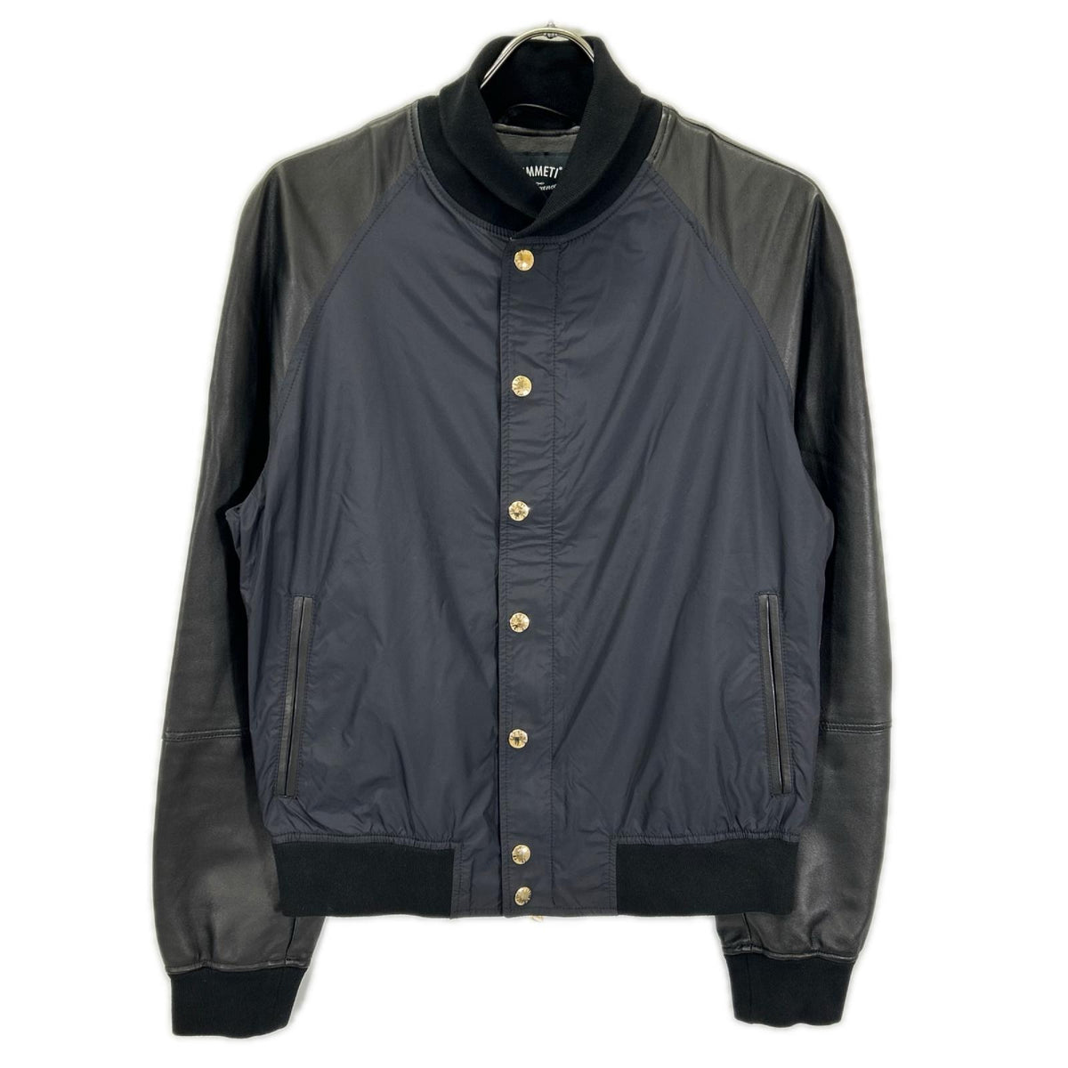 EMMETI Arno Gold Nylon Lambskin Varsity Jacket Black Size 48
