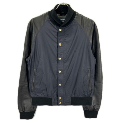 EMMETI Arno Gold Nylon Lambskin Varsity Jacket Black Size 48