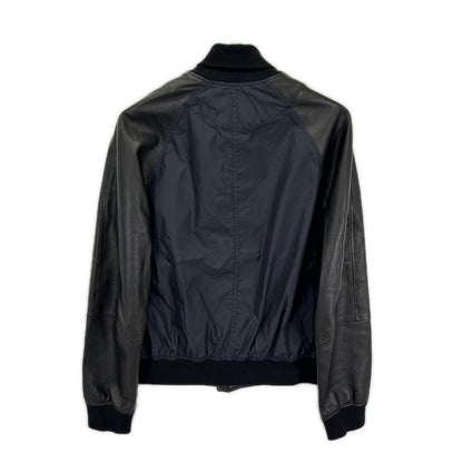 EMMETI Arno Gold Nylon Lambskin Varsity Jacket Black Size 48