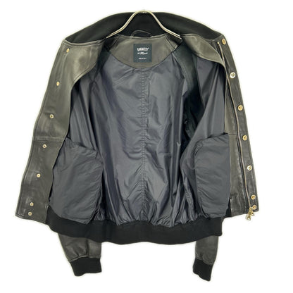 EMMETI Arno Gold Nylon Lambskin Varsity Jacket Black Size 48