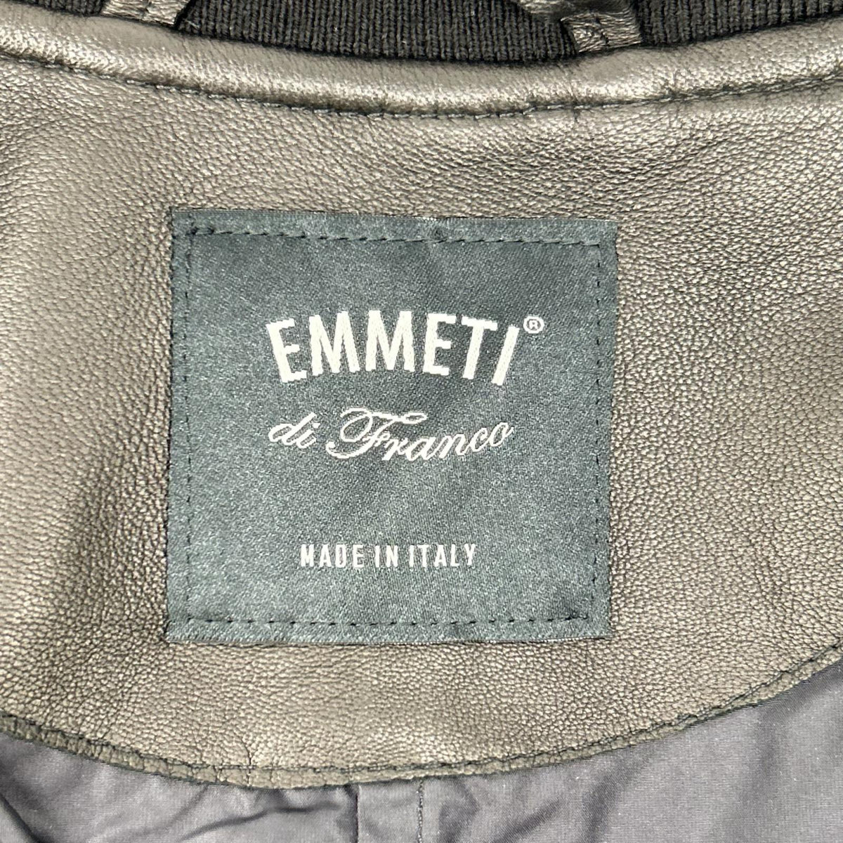 EMMETI Arno Gold Nylon Lambskin Varsity Jacket Black Size 48