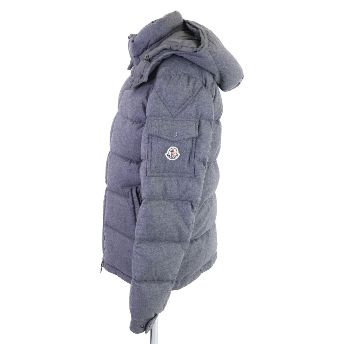MONCLER MONTGENEVRE Wool Hooded Down Jacket Gray Size 3