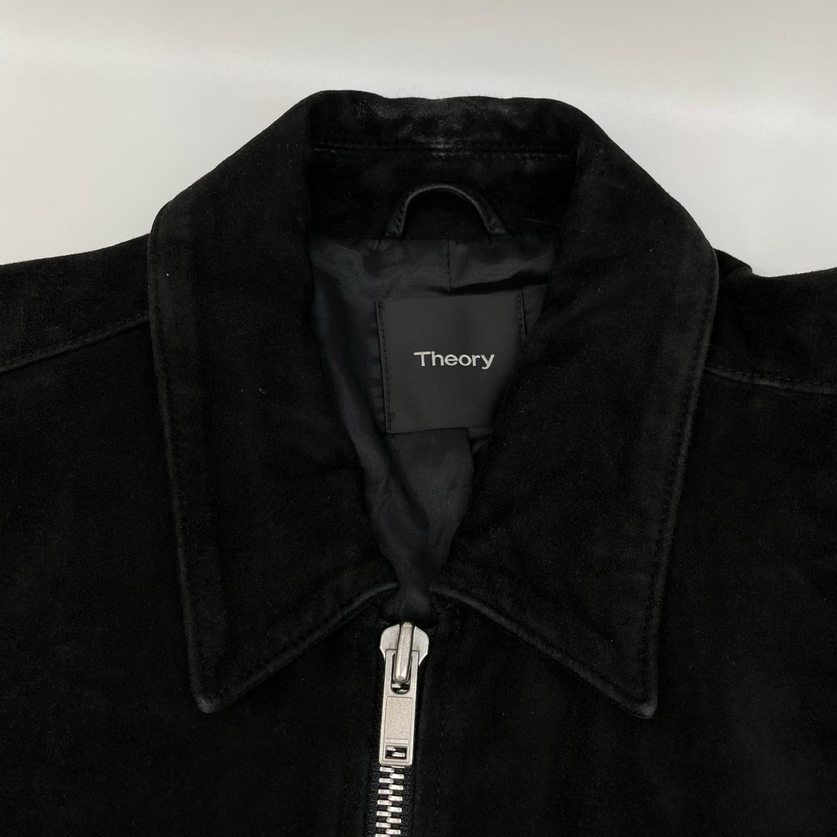 Theory Black Suede Zip Up Jacket Size M