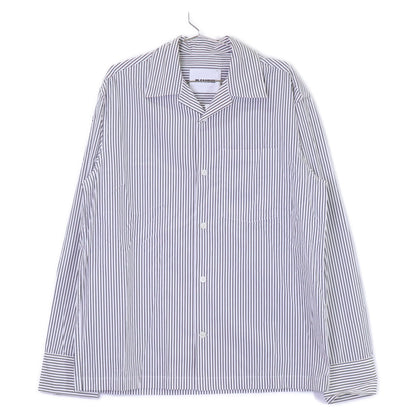JILSANDER Striped Open Collar Shirt White/Black Size 46