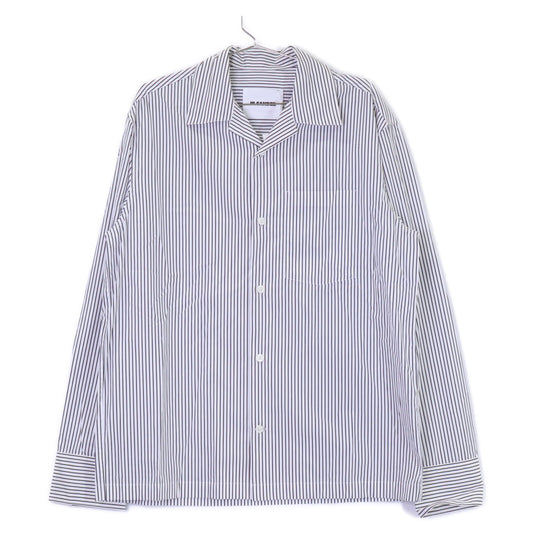 JILSANDER Striped Open Collar Shirt White/Black Size 46