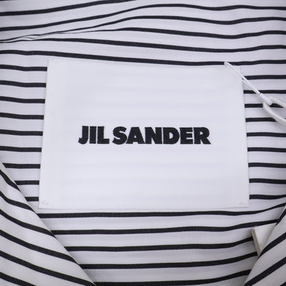 JILSANDER Striped Open Collar Shirt White/Black Size 46