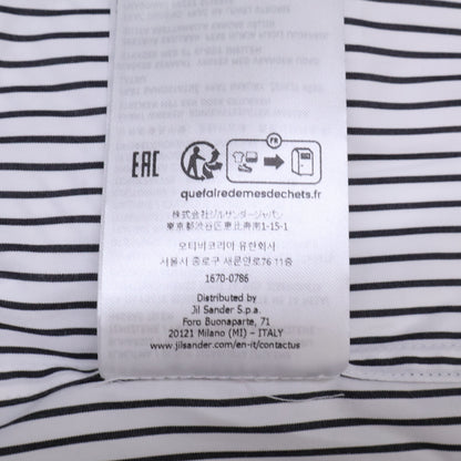 JILSANDER Striped Open Collar Shirt White/Black Size 46