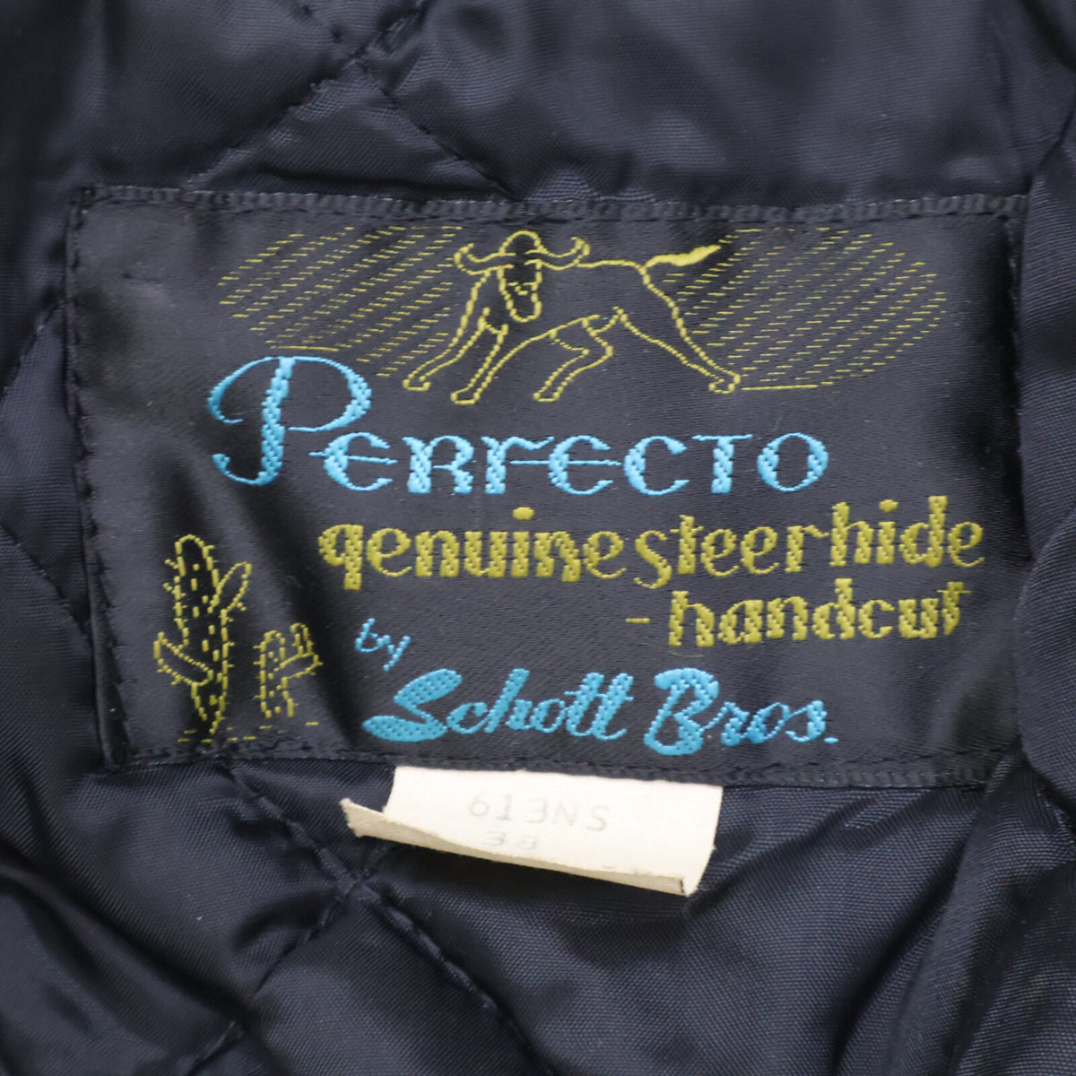 schott 613NS One Star Steerhide Leather Jacket Black Size 38
