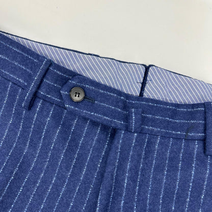 UNIVERSAL LANGUAGE Blue Wool Stripe 2-Piece Suit Size 44