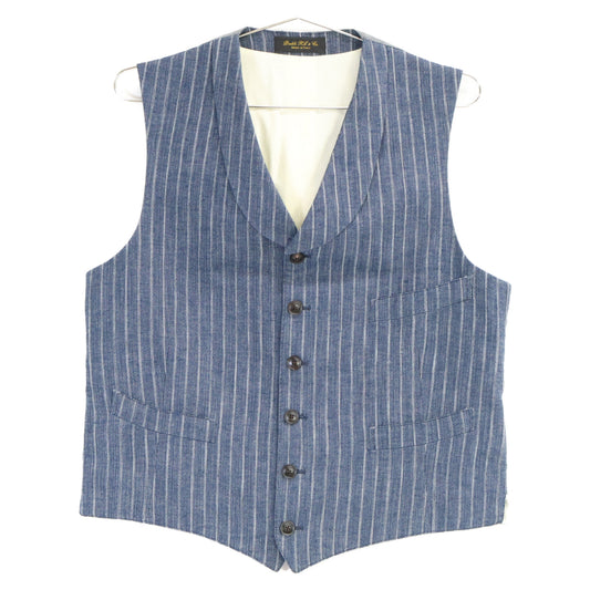 RRL Italian Indigo Cotton Linen Stripe Vest Size 36S
