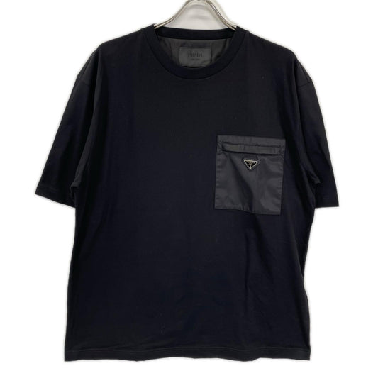 PRADA 26SS Re-Nylon Triangle Plate T-Shirt Black Size XXL
