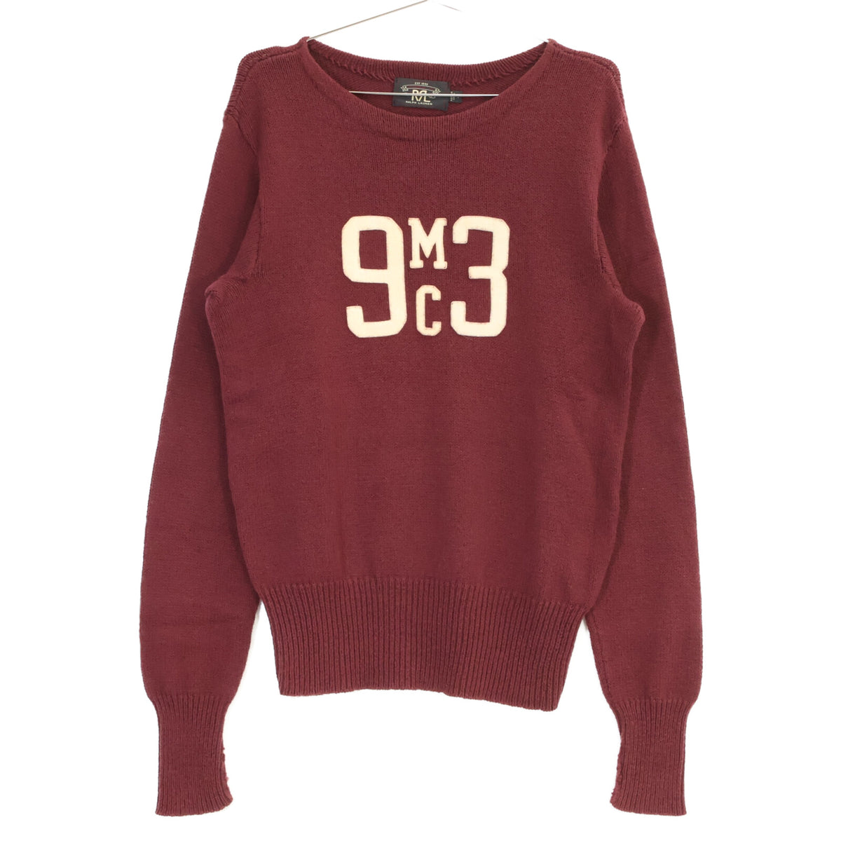 RRL 362000 Wool Blend MC93 Patch Boat Knit Burgundy Size S