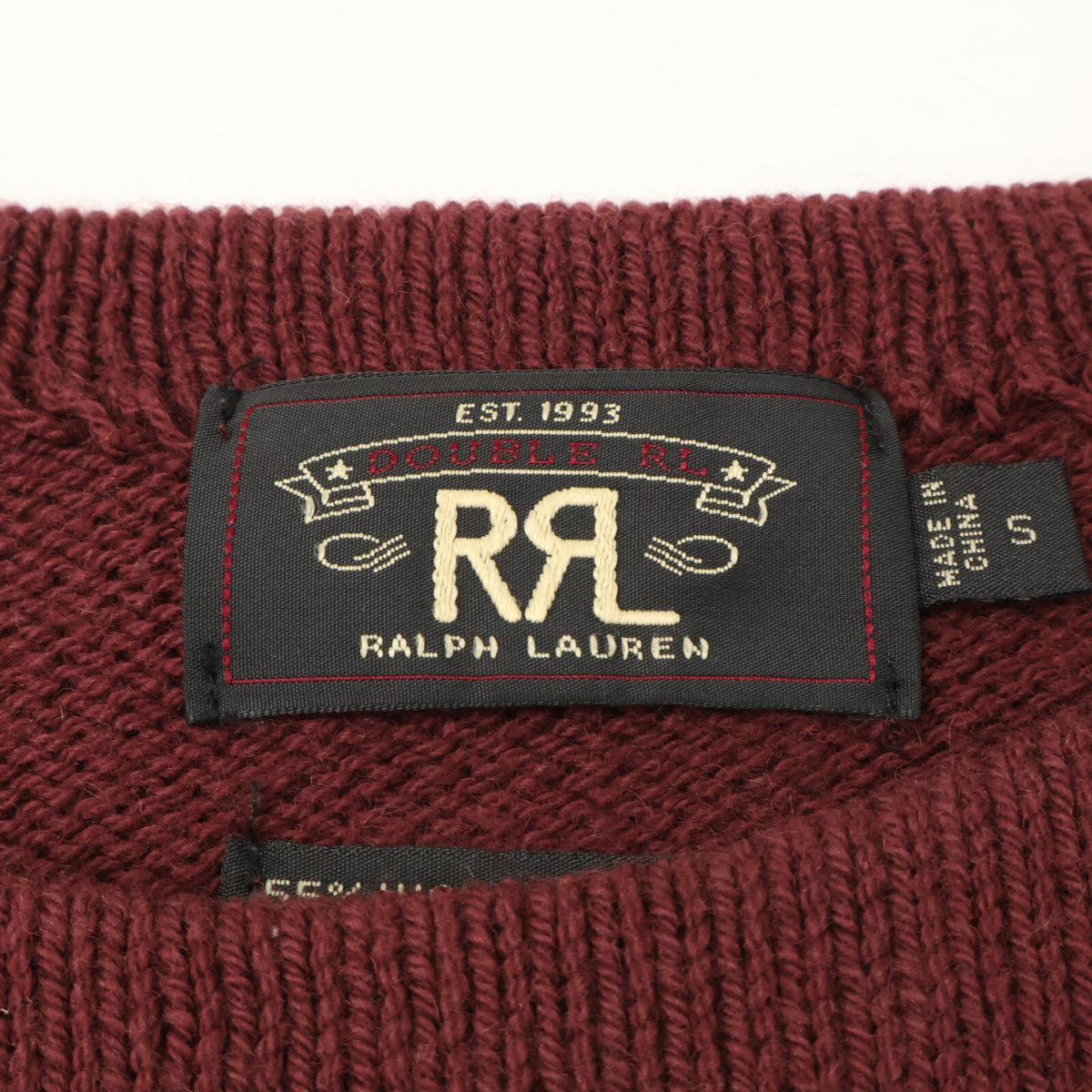 RRL 362000 Wool Blend MC93 Patch Boat Knit Burgundy Size S