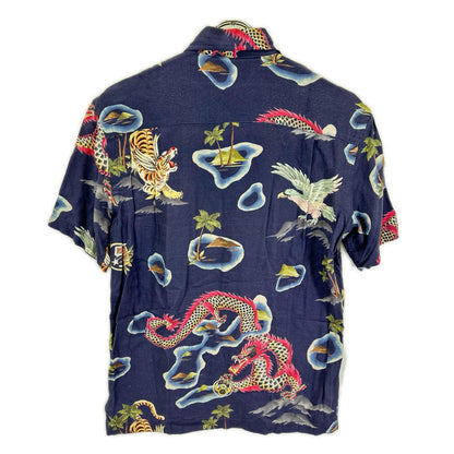 RRL Rayon Tropical Print Hawaiian Camp Shirt Gray Size XS